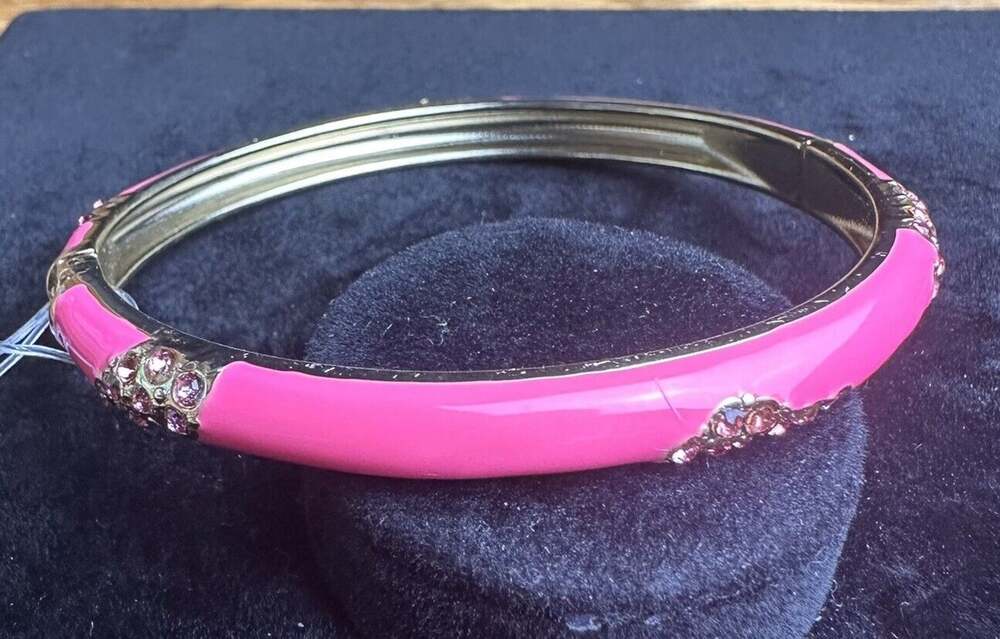 Sequin Nordstrom Pink Thin Gold Tone Enamel Hinge Bangle $25 NWOT #141